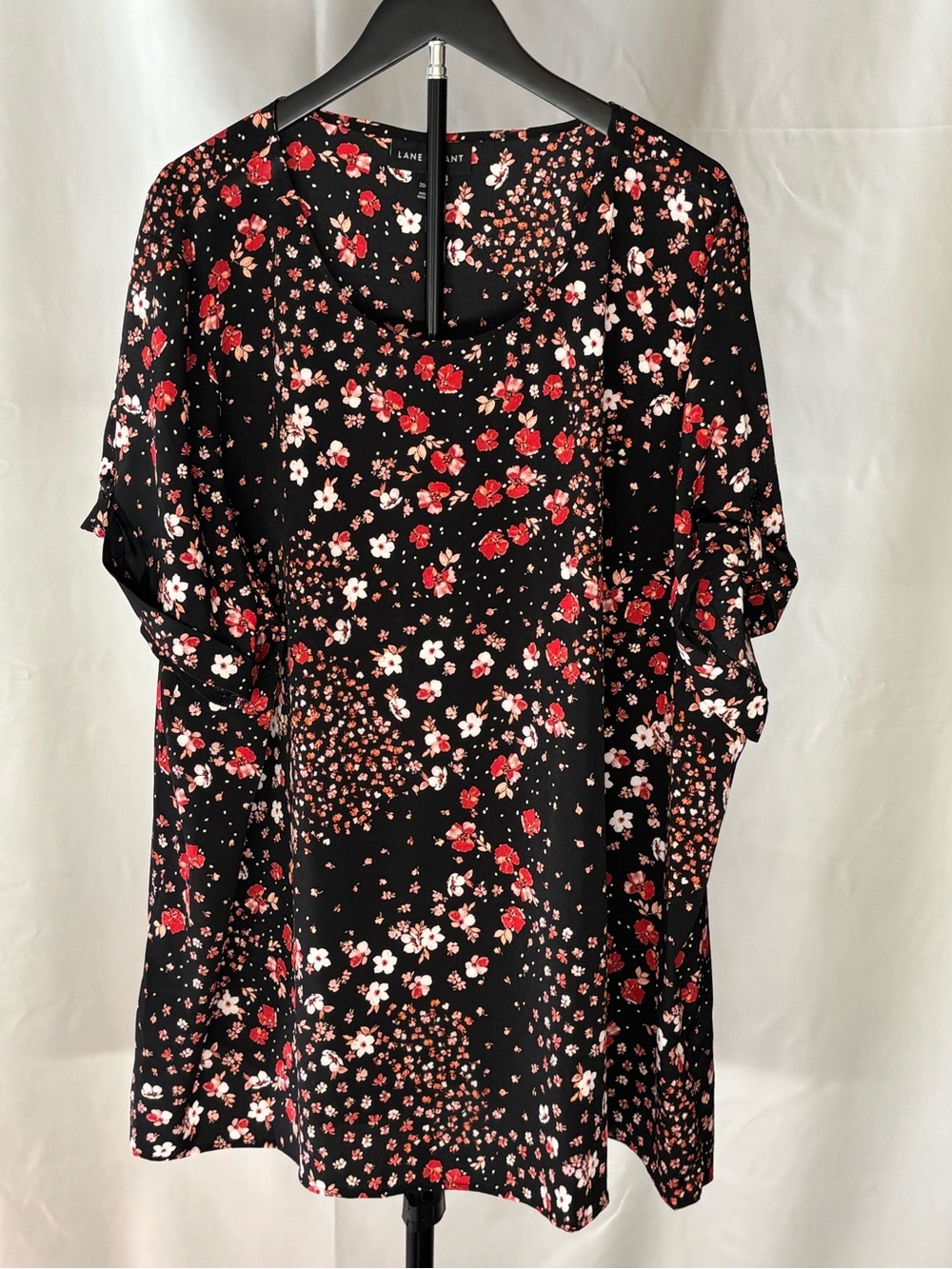 Lane Bryant Black Floral Dolman Short-Sleeve Blouse Plus Size